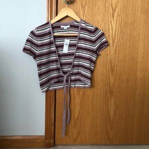 American Eagle: Striped Cropped Cardigan